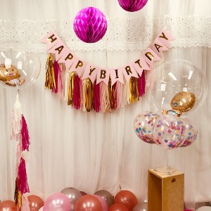[생일파티세트05]여아생일,핑크생일세트,스몰파티 생일파티 홈파티 엣지파티 소품 장식